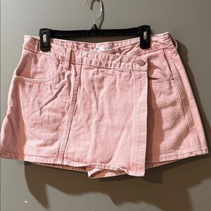 Zara Light Pink Denim Skirt Skort Shorts Underneath Size Large